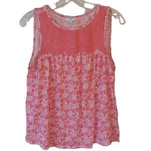 Crown & Ivy Elephant Print Sleeveless Top Size Small